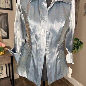 Alex Evenings Metallic Silver Blouse